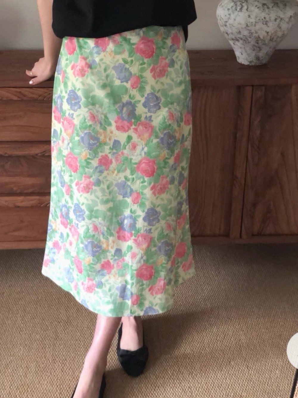 NWOT/  Korea vintage inspired oil painting midi skirt